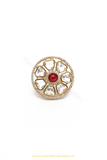 Gold Finished Navratan Kundan Ring By PTJ