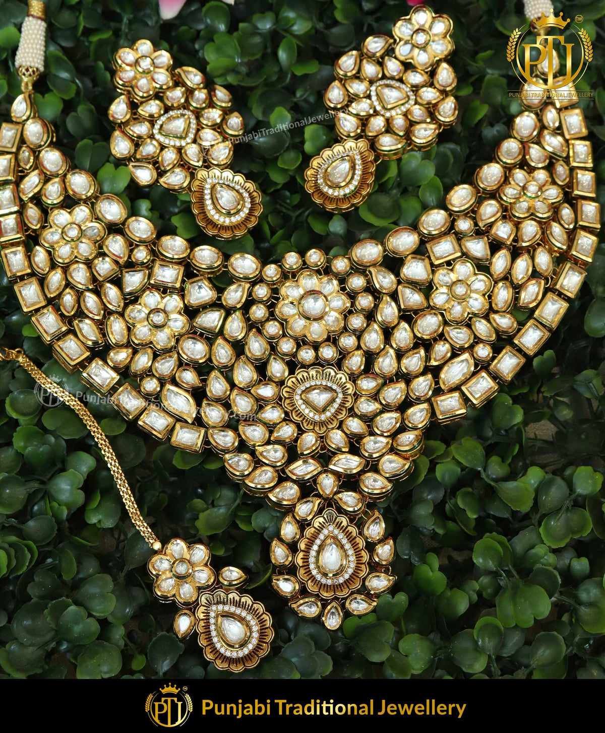 Gold Plated With Kundan Necklace Set By Punjabi Traditional Jewellery