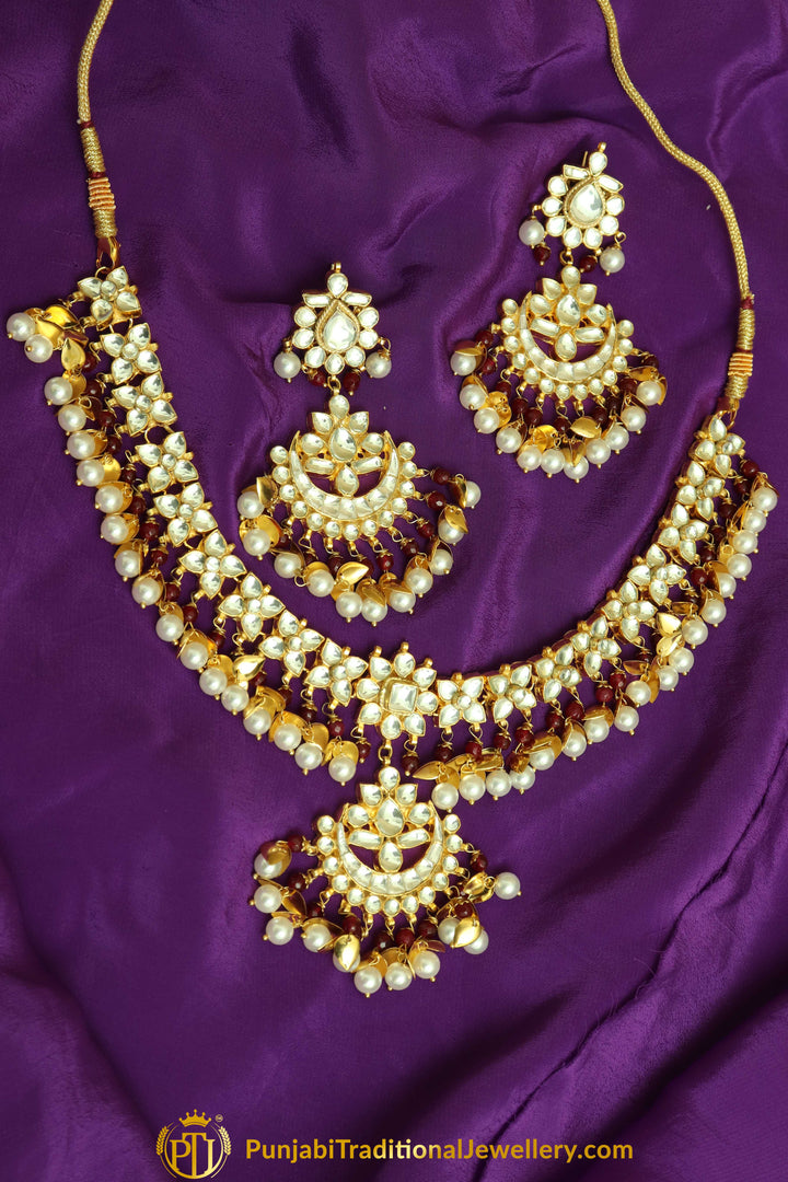 Fakhra Pearl Kundan Necklace Set | Punjabi Traditional Jewellery Exclusive