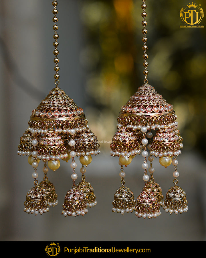 Gold Finished Pearl Champagne Stone Bridal Kalira