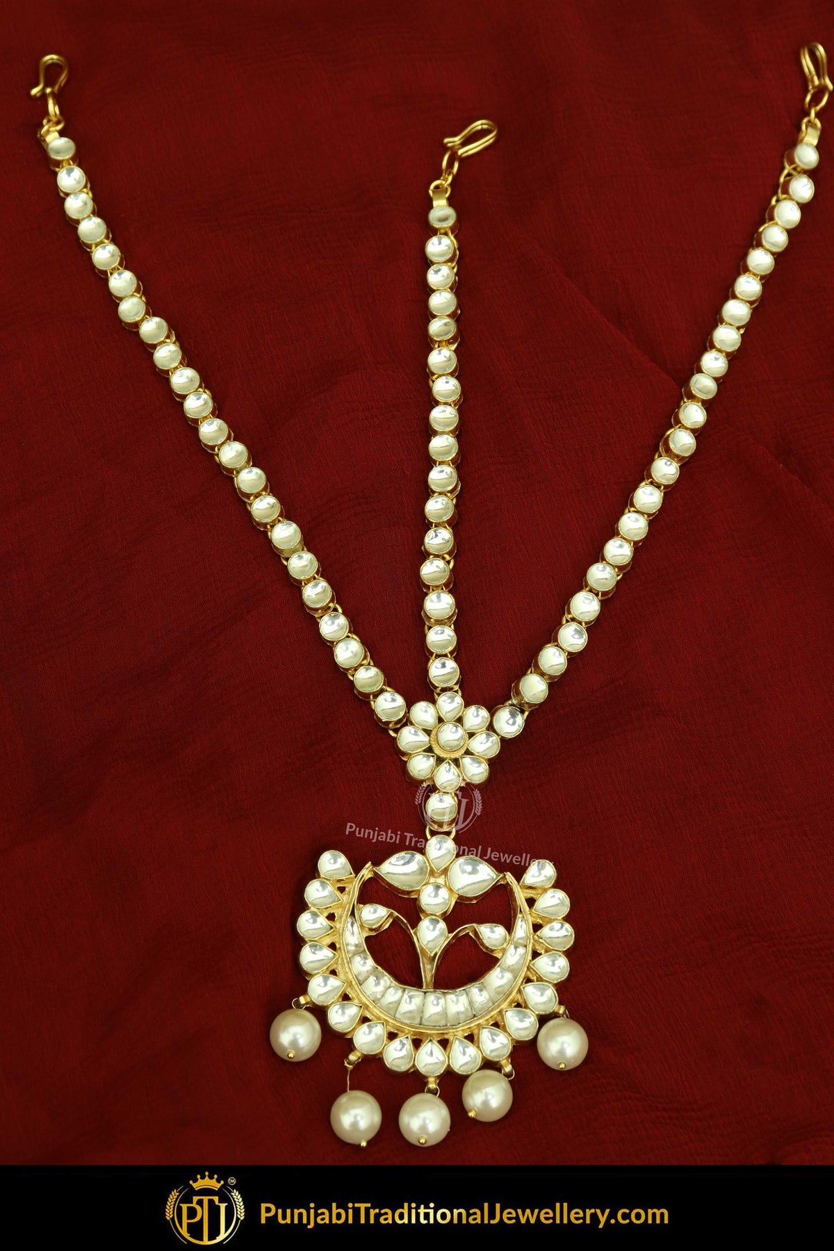 Gold Finished Kundan Pearl Matha Patti | Punjabi Traditional Jewellery Exclusive