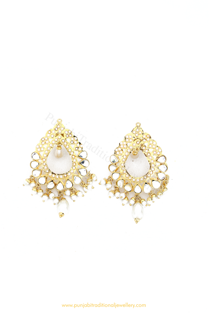 Gold Finished Jadau Pearl Studs By PTJ