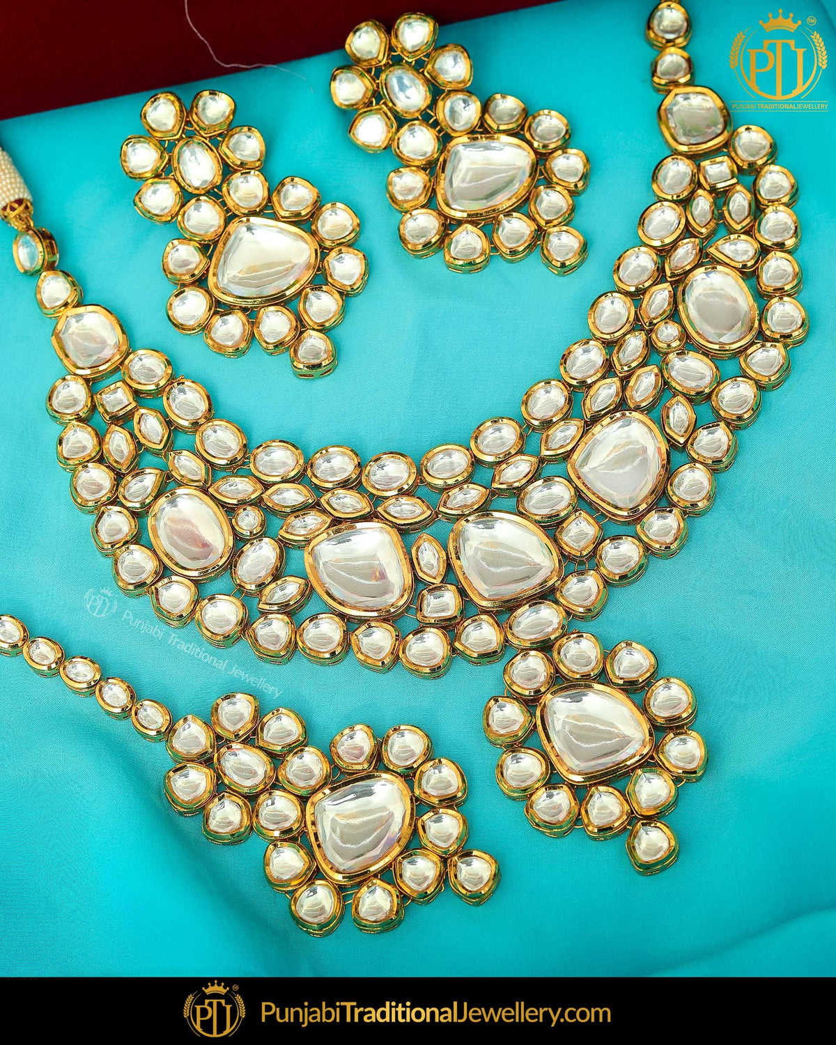 Gold Finished Kundan Necklace Set | Punjabi Traditional Jewellery Exclusive