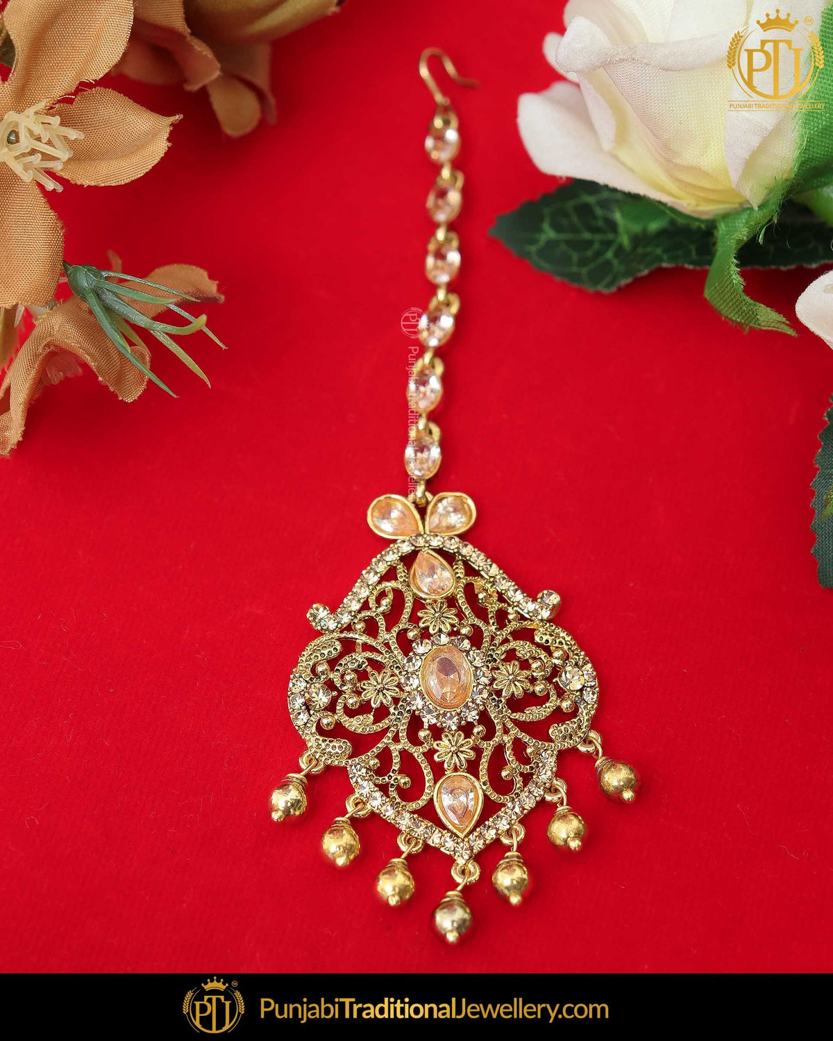 Gold Finished Lct Stone Tikka | Punjabi Traditional Jewellery Exclusive