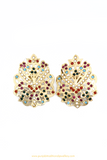 Gold Finished Jadau Emerald Studs By PTJ