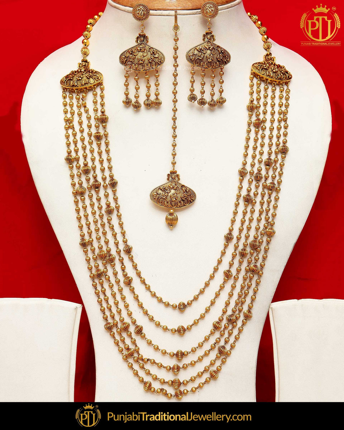 Antique Gold Finished Johda Long Set  | Punjabi Traditional Jewellery Exclusive