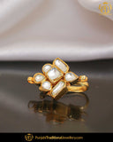 Gold Finished Emerlad Pearl Stud Earrings | Punjabi Traditional Jewellery Exclusive
