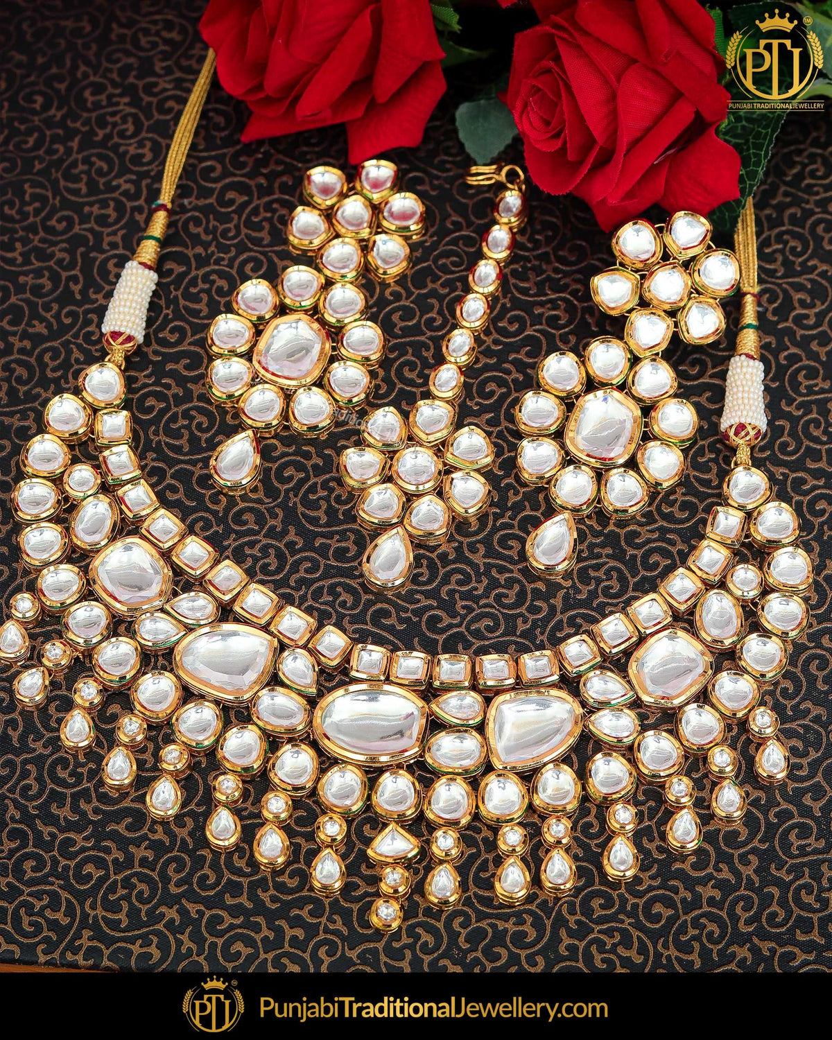 Gold Finished Kundan Necklace Set | Punjabi Traditional Jewellery Exclusive