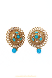 Antique Gold Finished Firoza Polki Studs By PTJ