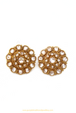 Antique Gold Finished Polki Studs By PTJ