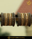 Gold Finished Gray Kundan Mattel Bangle Set (Both Hand Pair) (Both-Hand-Side) | Punjabi Traditional Jewellery Exclusive