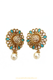 Antique Gold Finished Firoza Polki Studs By PTJ