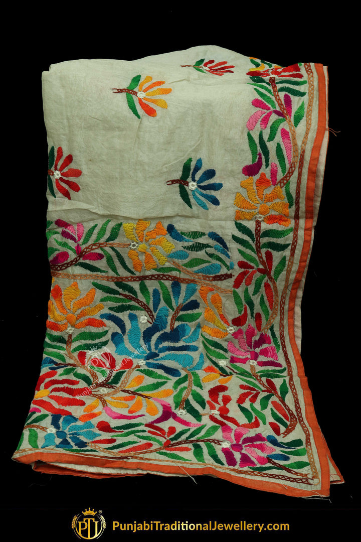 Multi Color Pure Phulkari Dupatta By Punjabi Traditional Jewellery