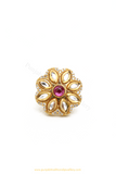 Gold Finished Kundan Ring By PTJ