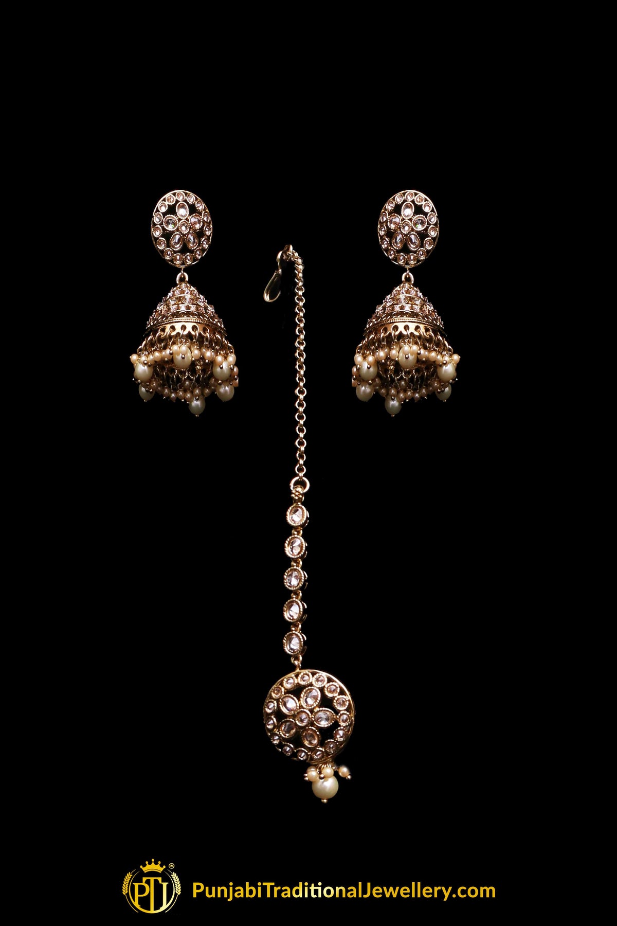 Champagne Stone Necklace Set By Punjabi Traditional Jewellery