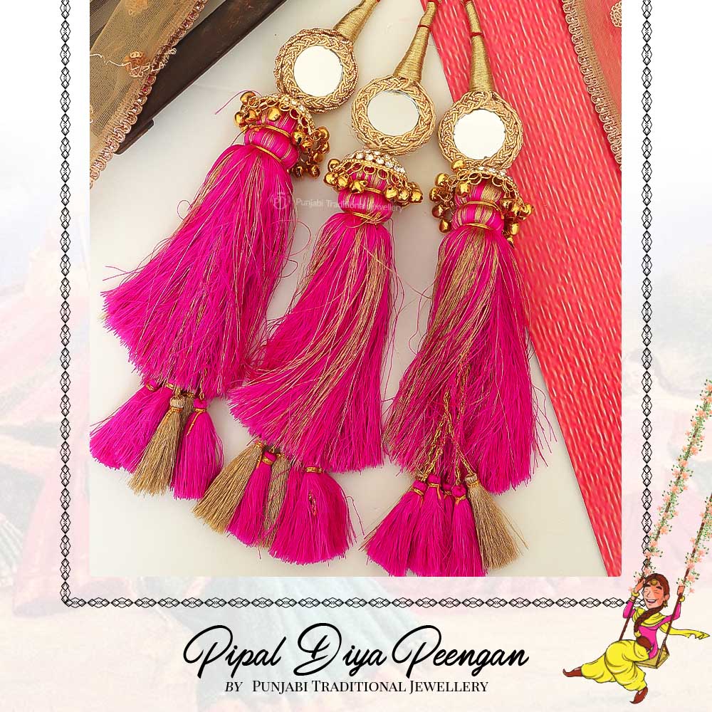Rani Color Prandi Lottan With Mirror | Pipal Diya Peengan by Punjabi Traditional Jewellery Exclusive