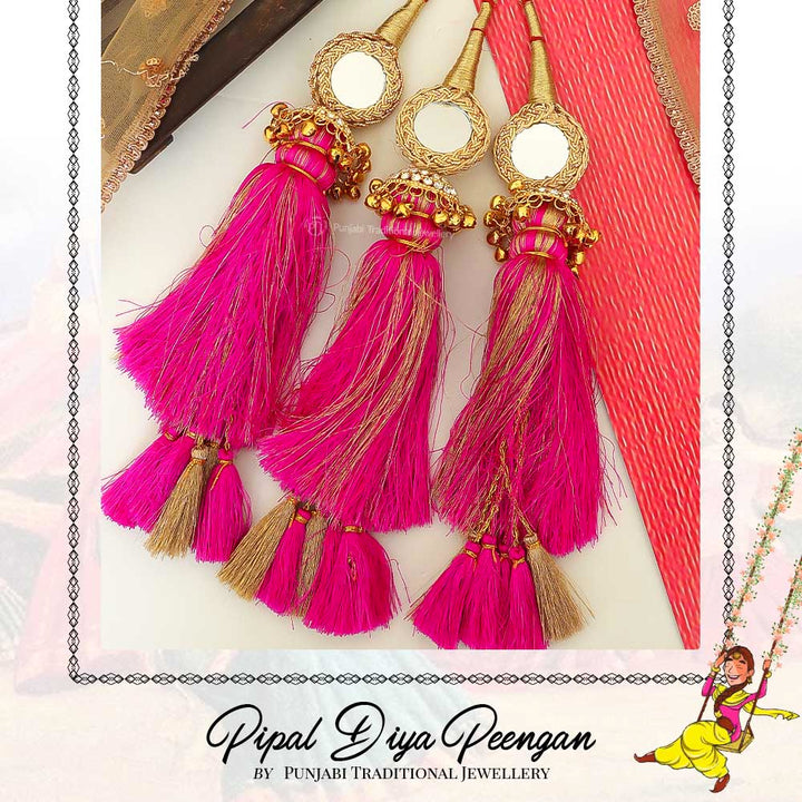 Rani Color Prandi Lottan With Mirror | Pipal Diya Peengan by Punjabi Traditional Jewellery Exclusive