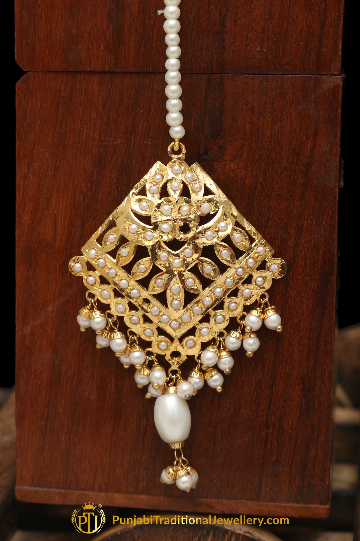 Golden Jadau Tikka By Punjabi Traditional Jewellery
