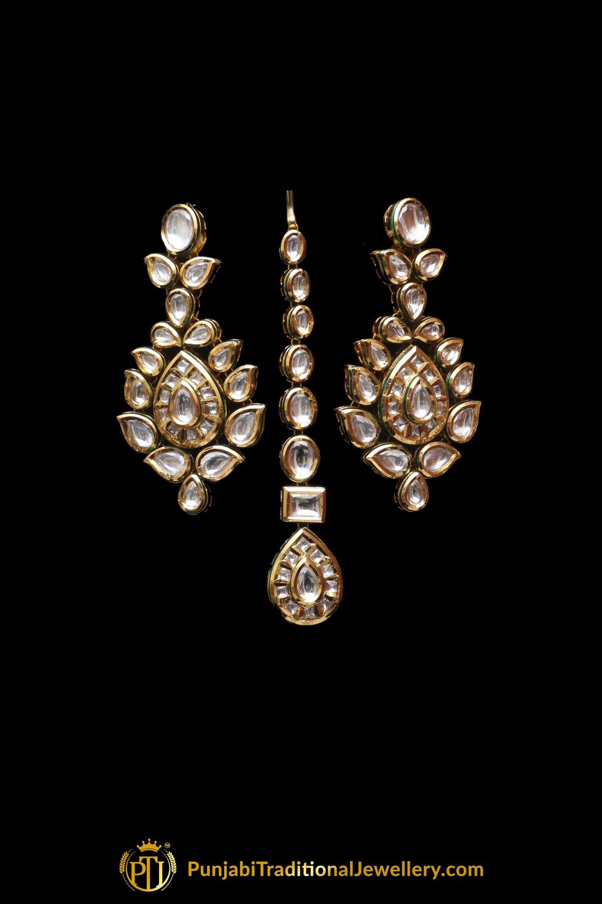 Triple Stringed Kundan With Pendant Necklace Set By Punjabi Traditional Jewellery