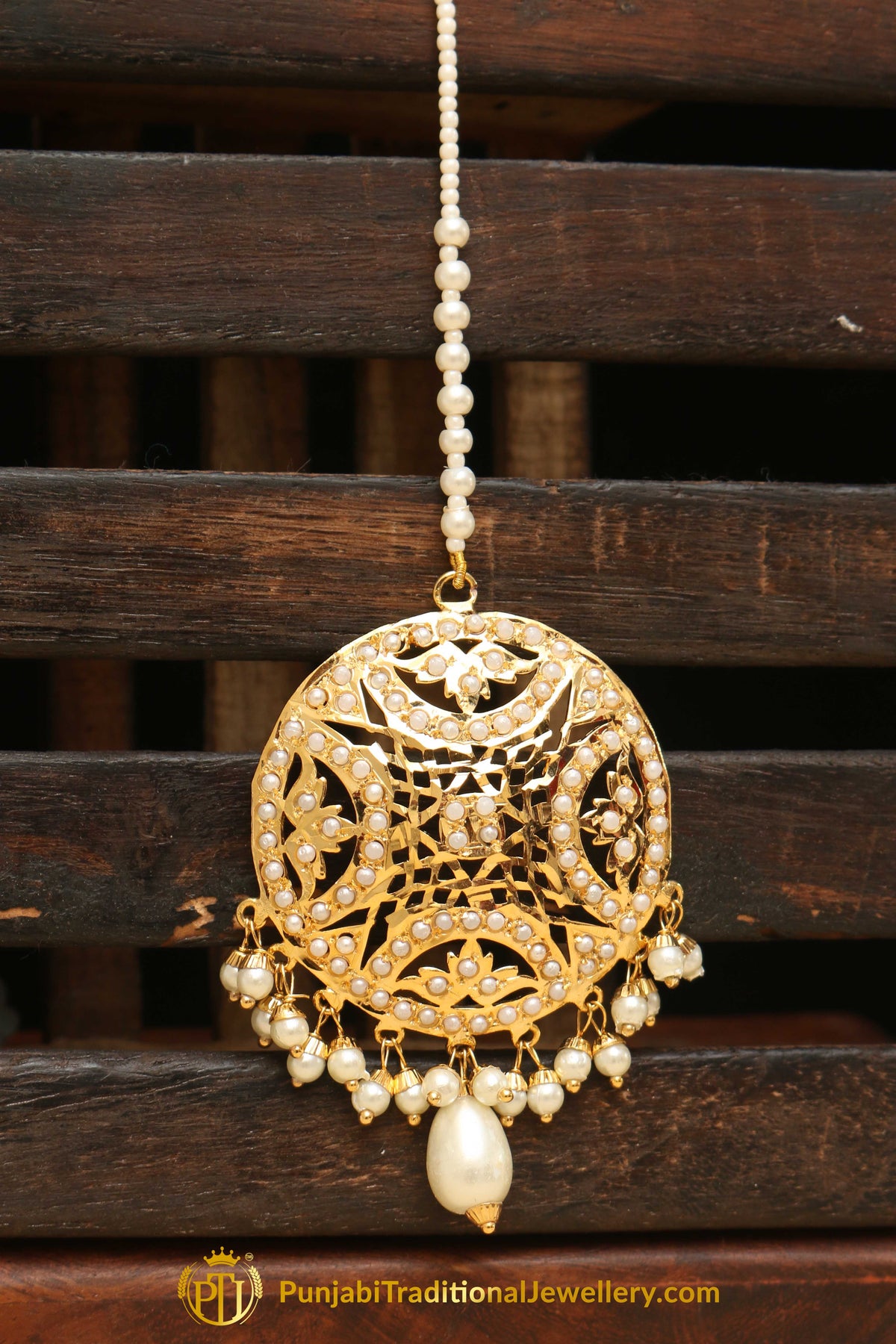 Golden Jadau Tikka By Punjabi Traditional Jewellery