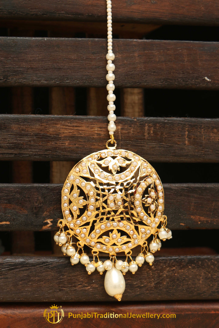 Golden Jadau Tikka By Punjabi Traditional Jewellery