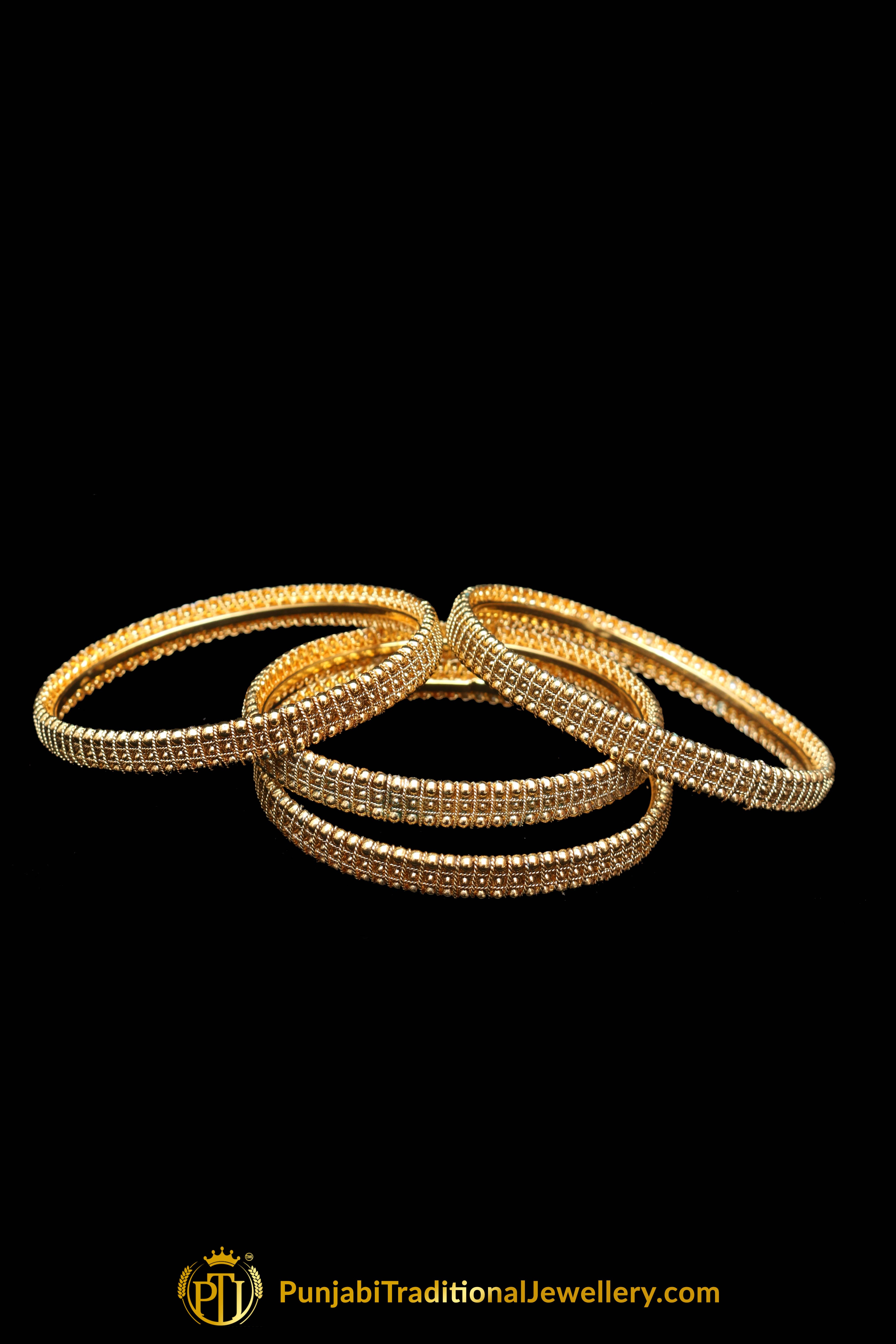 Golden Karra Bangles (Pair) By Punjabi Traditional Jewellery