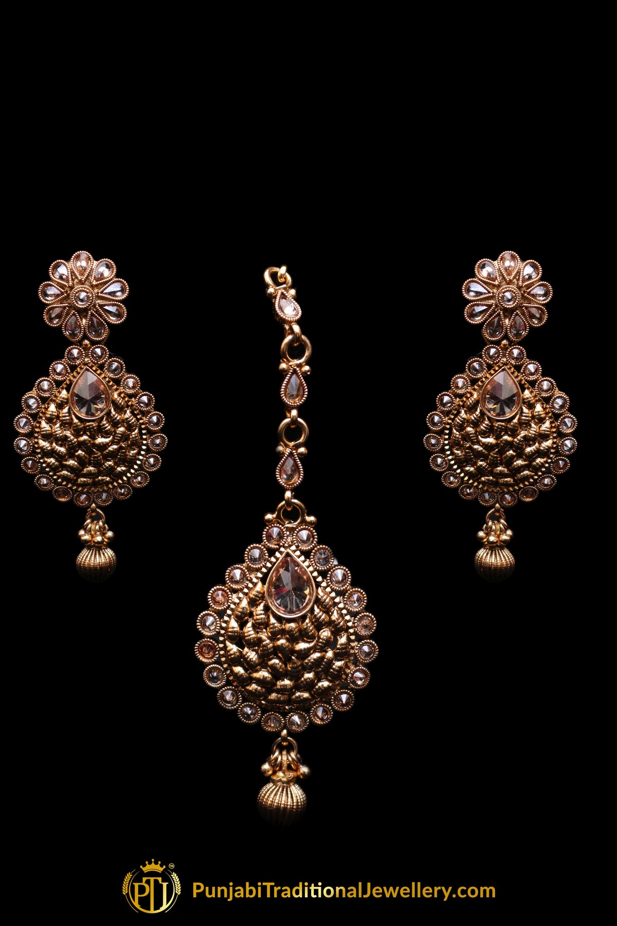 Champagne Stone Necklace Set By Punjabi Traditional Jewellery