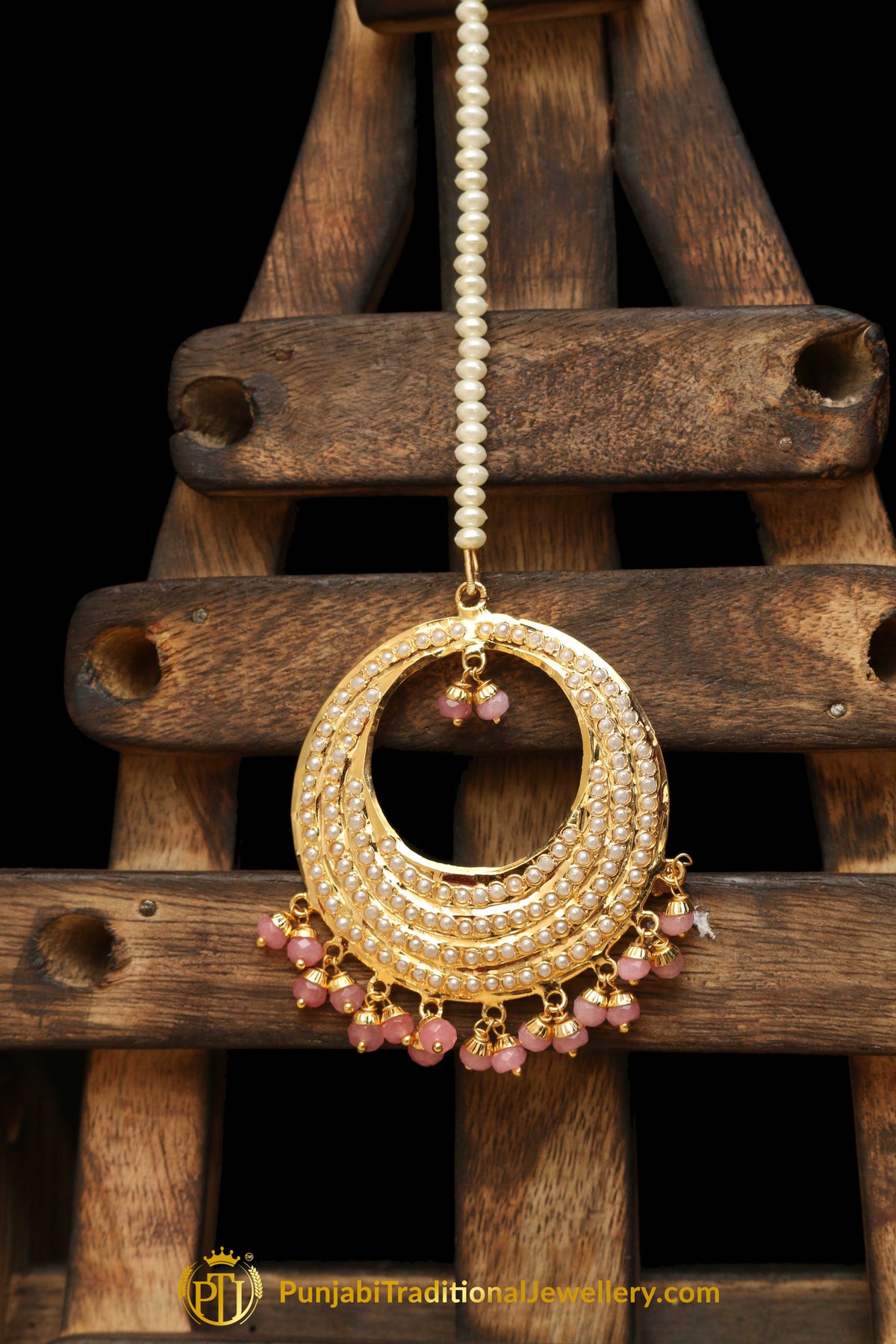 Pink Jadau Tikka By Punjabi Traditional Jewellery