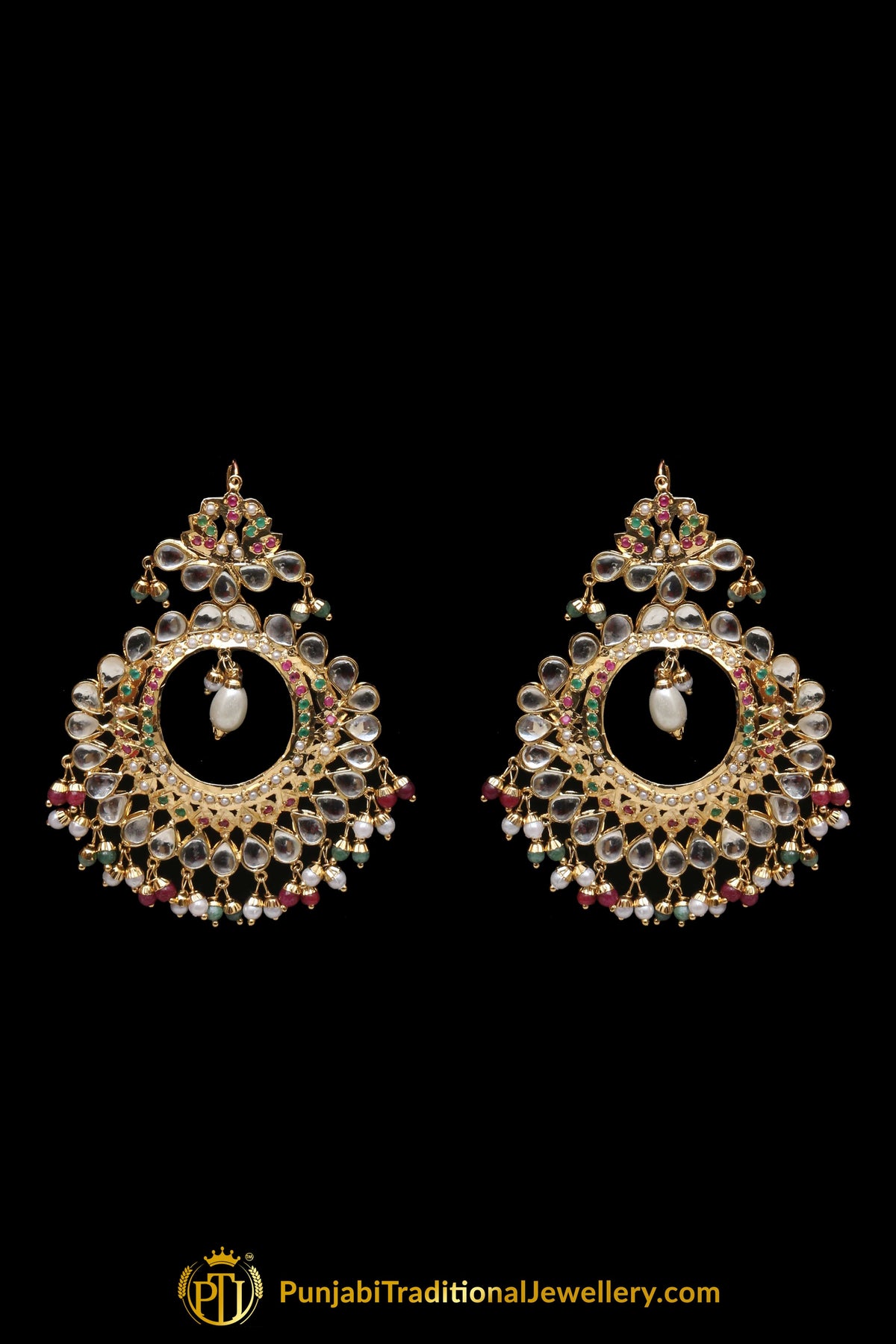 Multi Jadau Pearl Kundan Necklace Set By Punjabi Traditional Jewellery