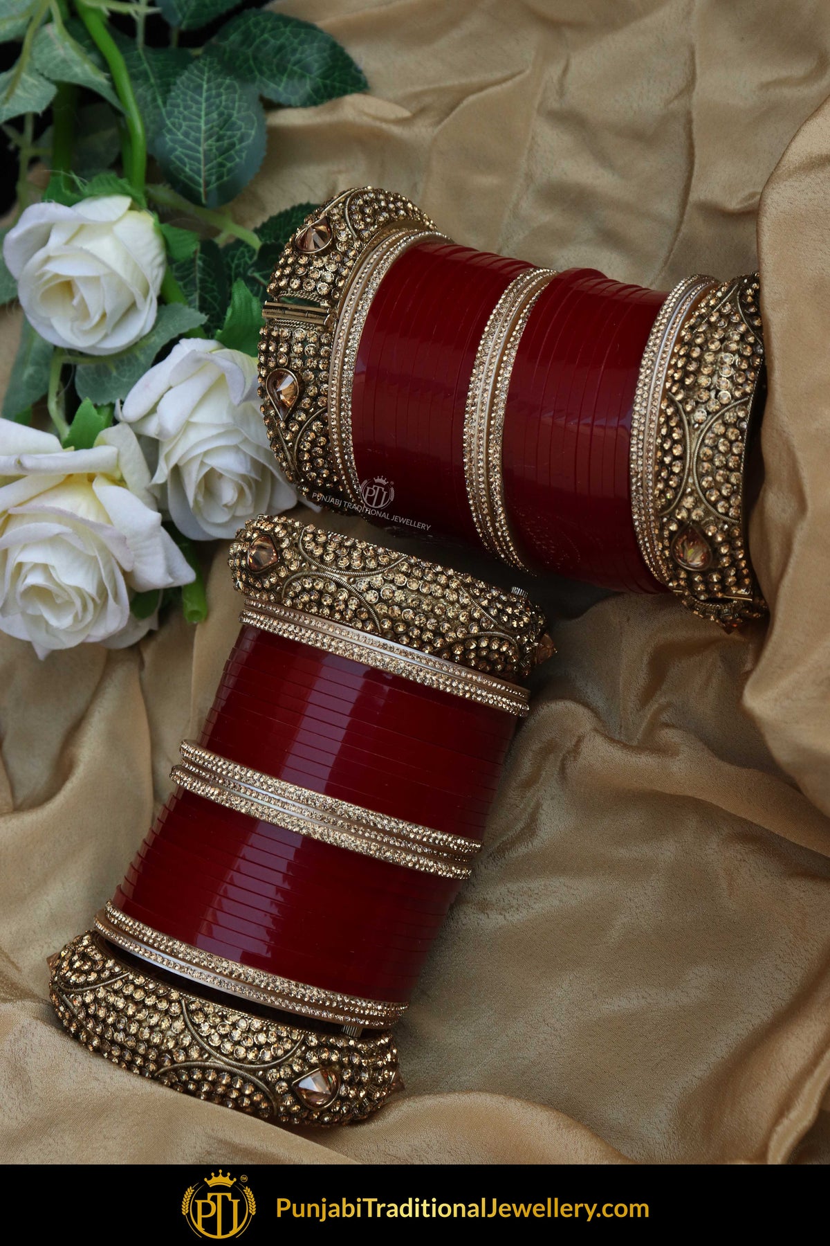 Maroon & Bronze Bridal Chura | Punjabi Traditional Jewellery Exclusive