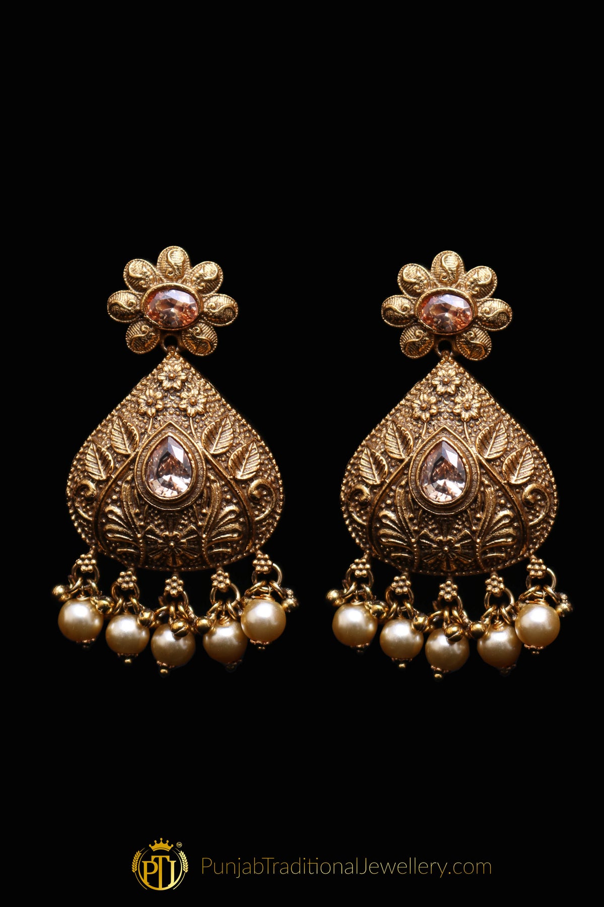 Antique Gold Necklace Set By Punjabi Traditional Jewellery