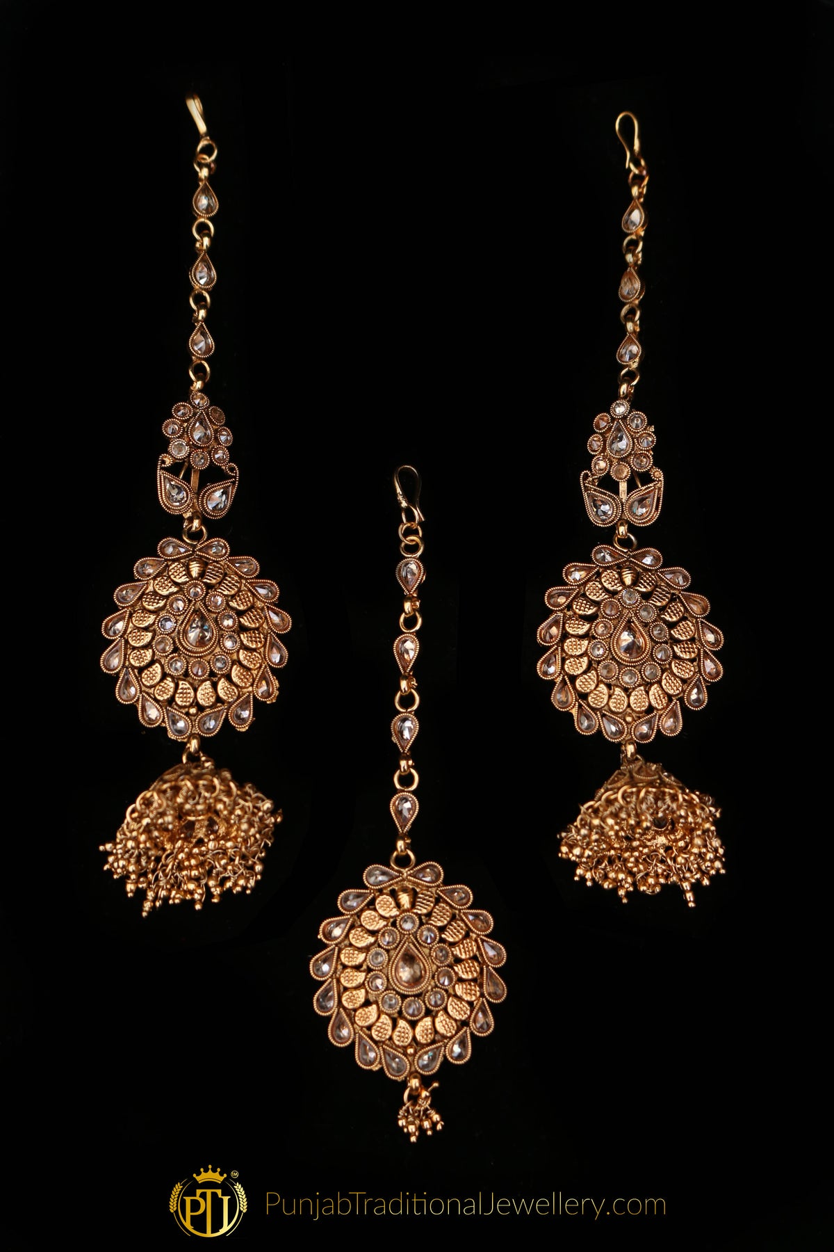.Gold Plated Polki Choker Necklace Set By Punjabi Traditional Jewellery
