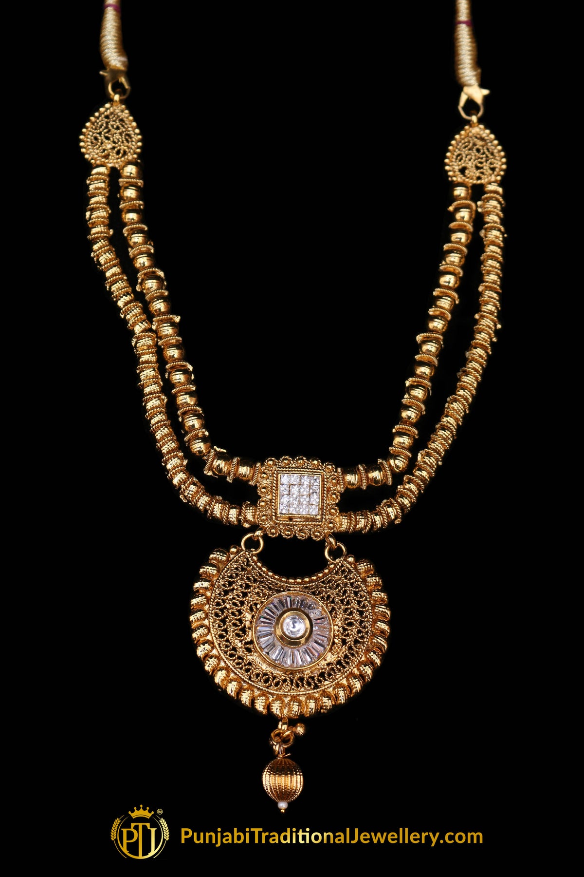 Moutjza Antique Gold Polki Necklace Set By Punjabi Traditional Jewellery