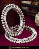 Silver Jercon Pearl Karra Bangles  (Both Hand Pair) | Punjabi Traditional Jewellery Exclusive