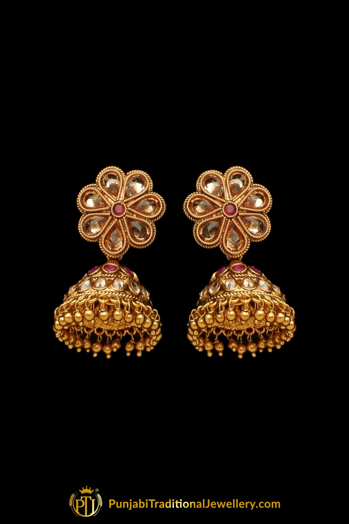 Antique Gold Choker Necklace Set By Punjabi Traditional Jewellery