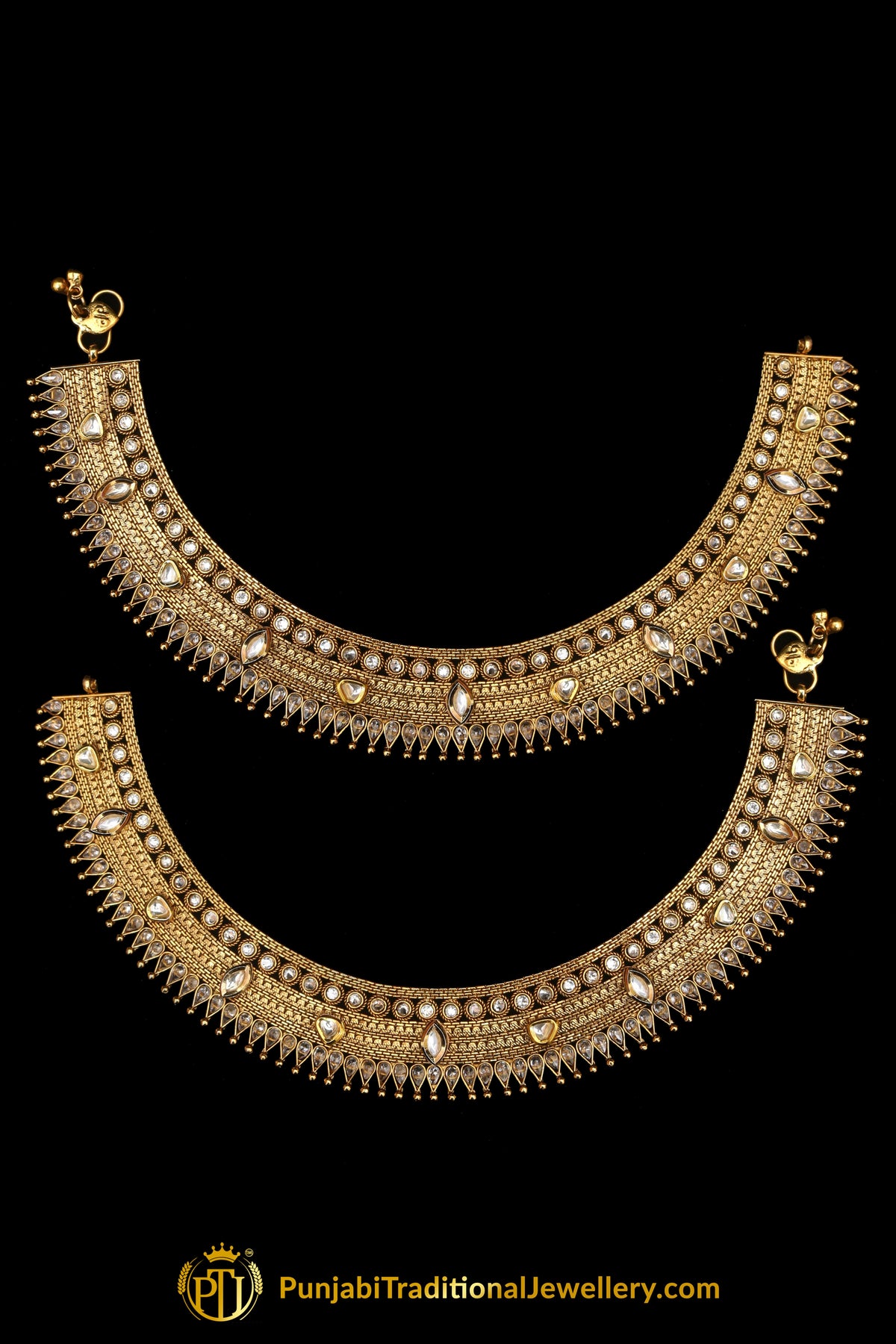 Gold Plated Polki Payal By Punjabi Traditional Jewellery