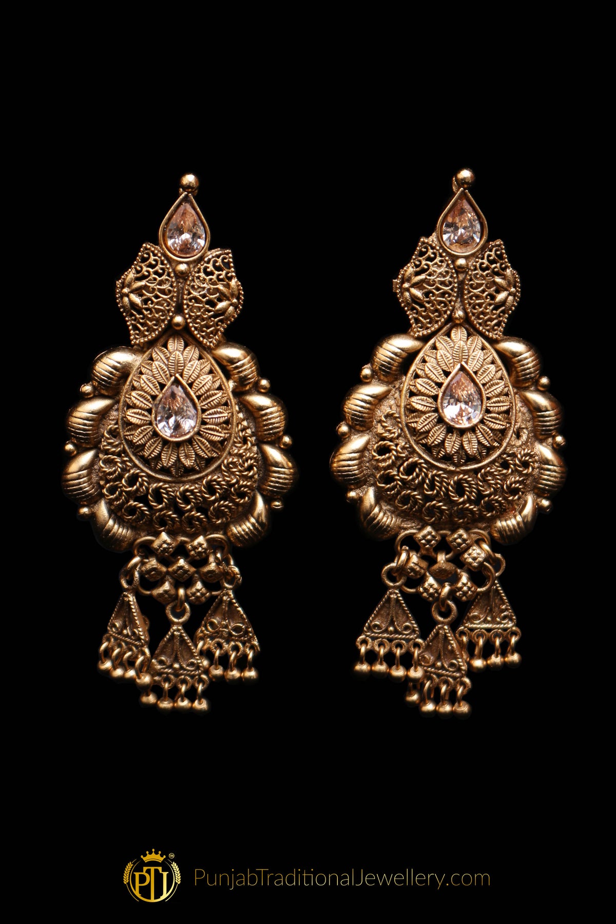 Antique Gold Necklace Set By Punjabi Traditional Jewellery