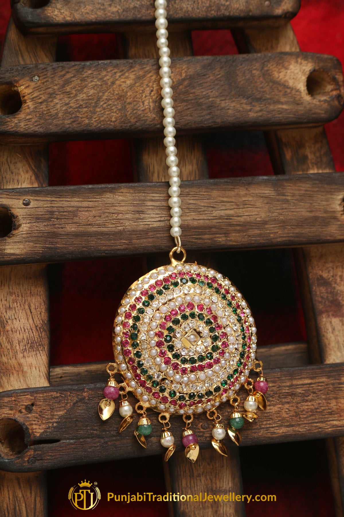 Multi Jadau Pippal Patti Tikka By Punjabi Traditional Jewellery