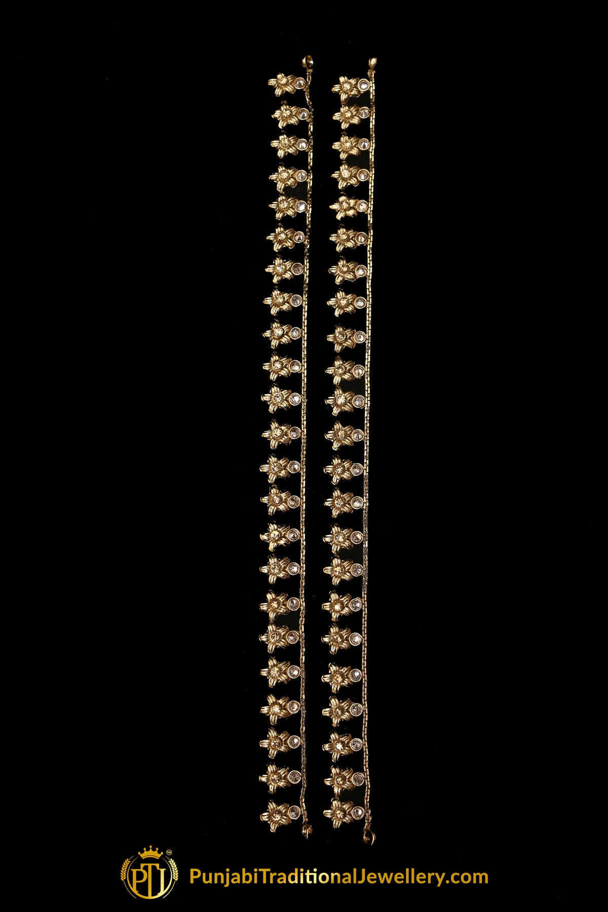 Antique Gold With Polki Payal By Punjabi Traditional Jewellery