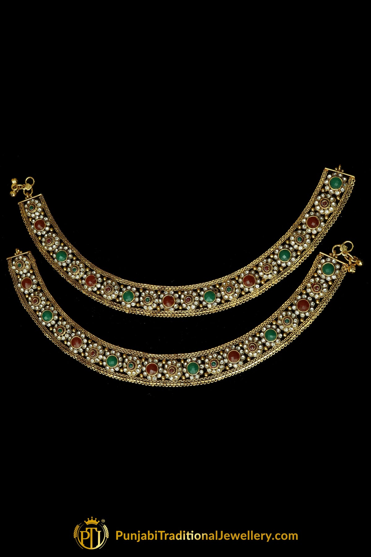 Rubby Panna Polki Payal By Punjabi Traditional Jewellery
