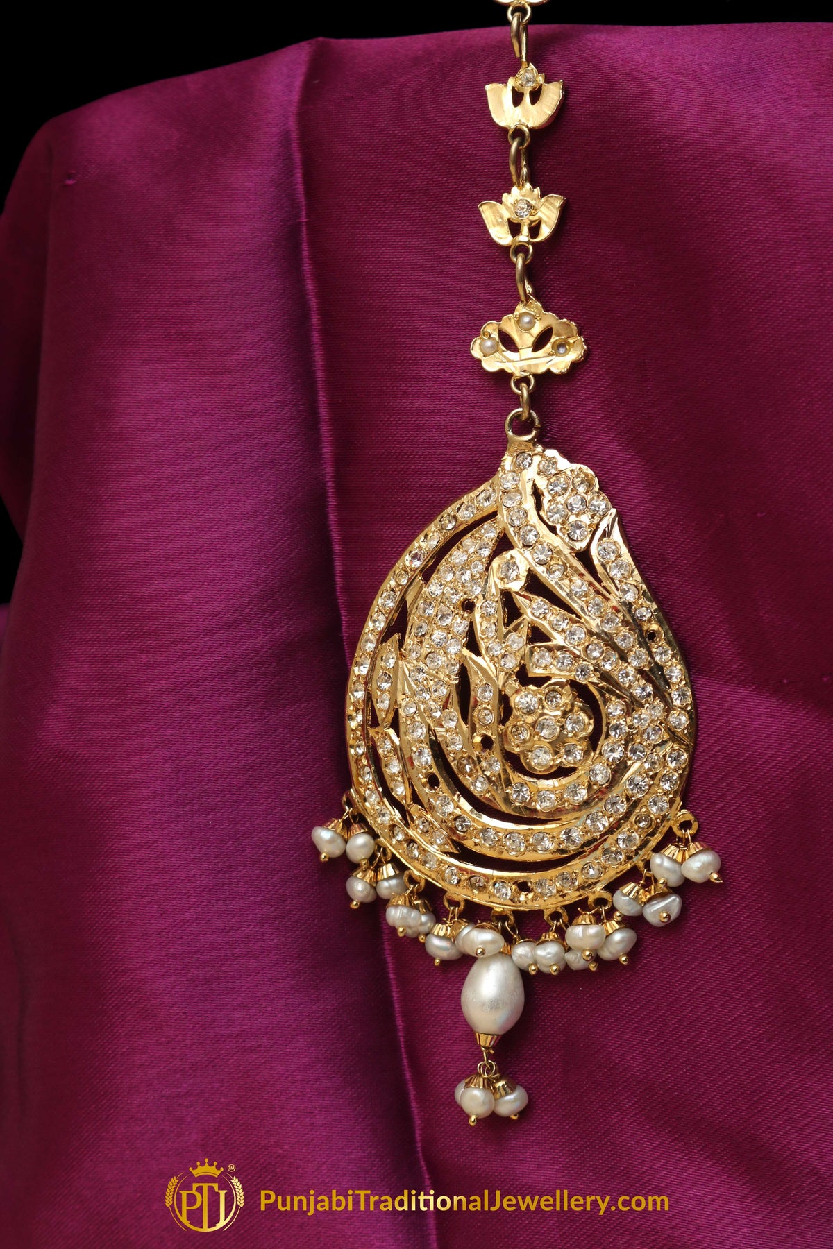 Golden Jadau Tikka By Punjabi Traditional Jewellery
