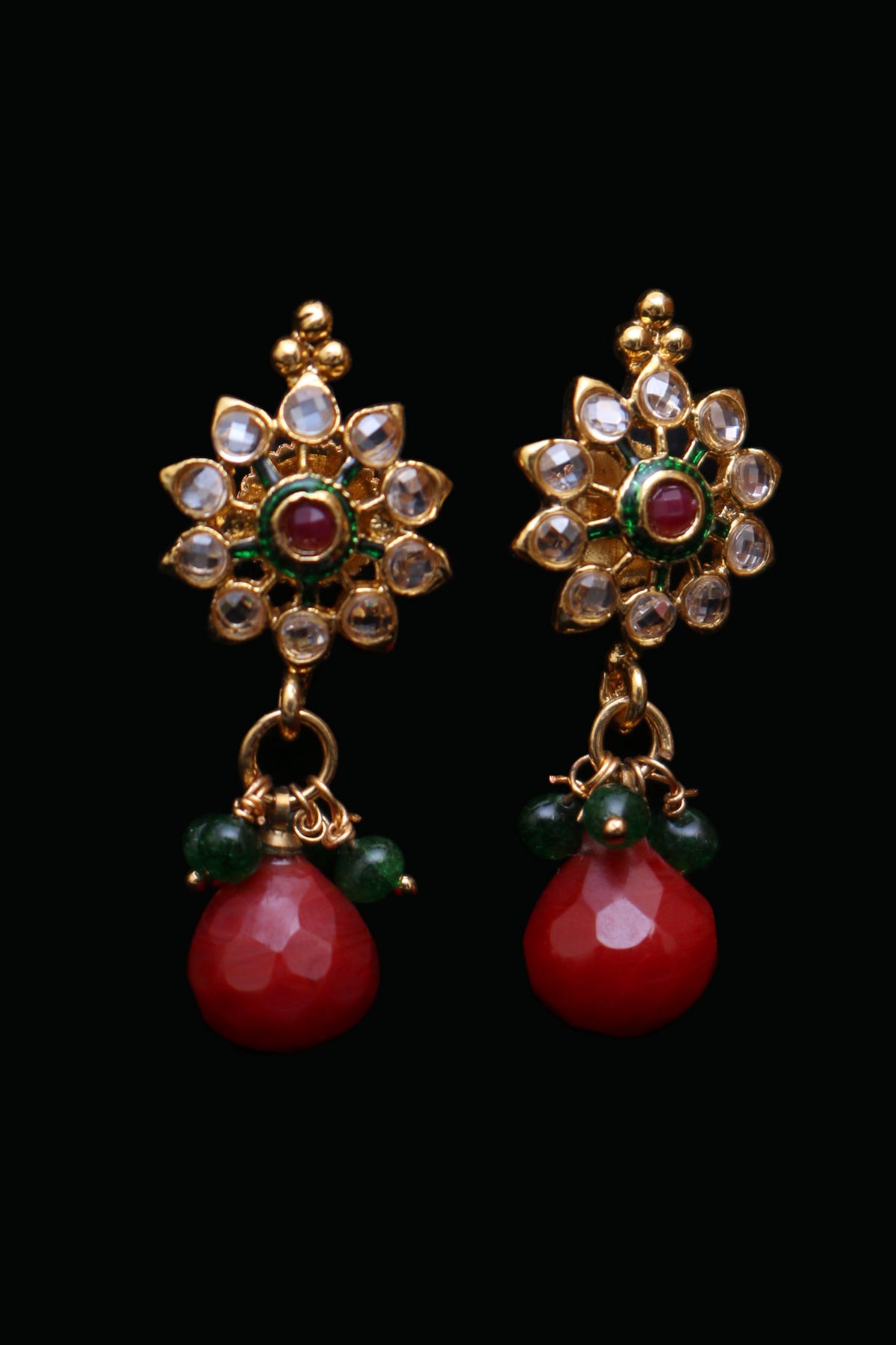 Lihaaz Maroon & Green Necklace Set By Punjabi Traditional Jewellery