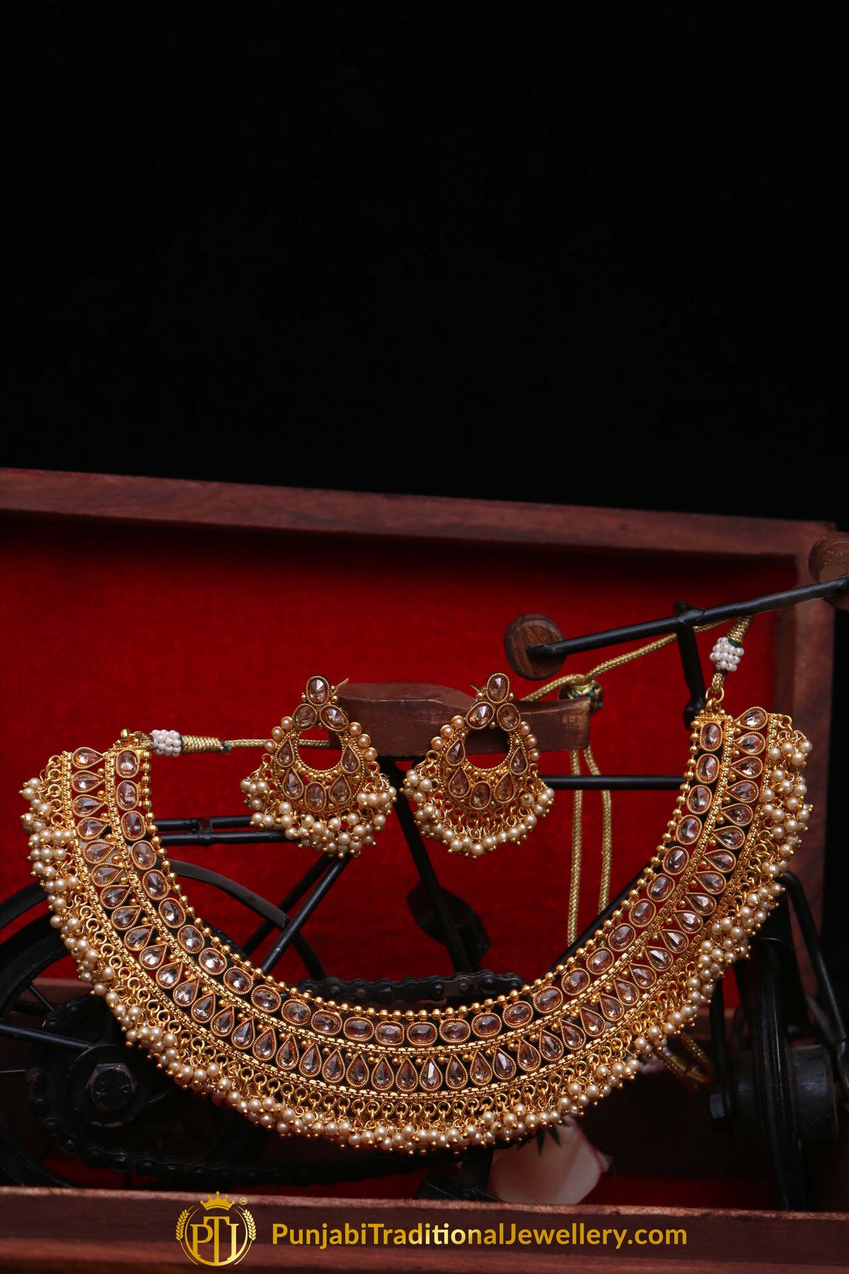 Champagne Stone Necklace Set By Punjabi Traditional Jewellery