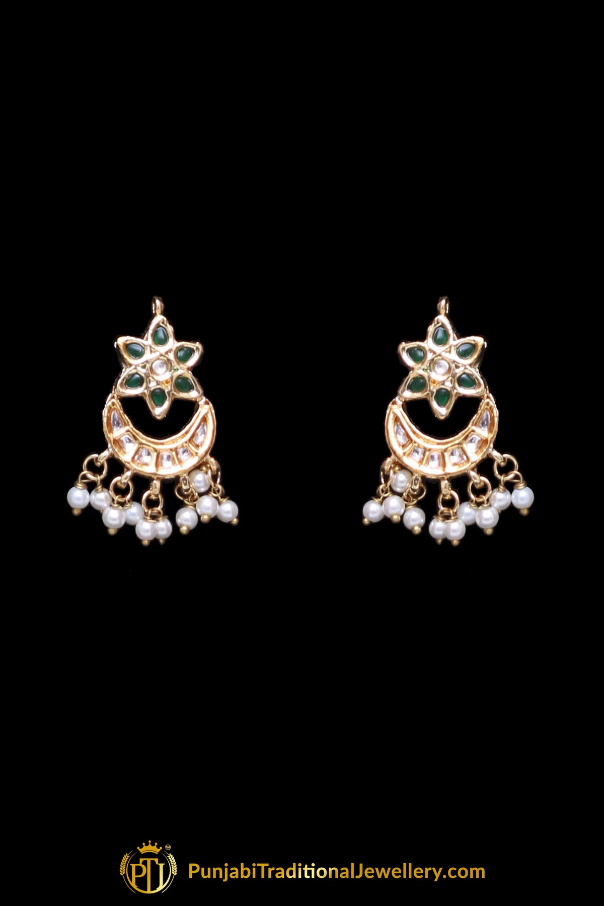 Green Pearl Kundan Necklace Set Punjabi Traditional Jewellery