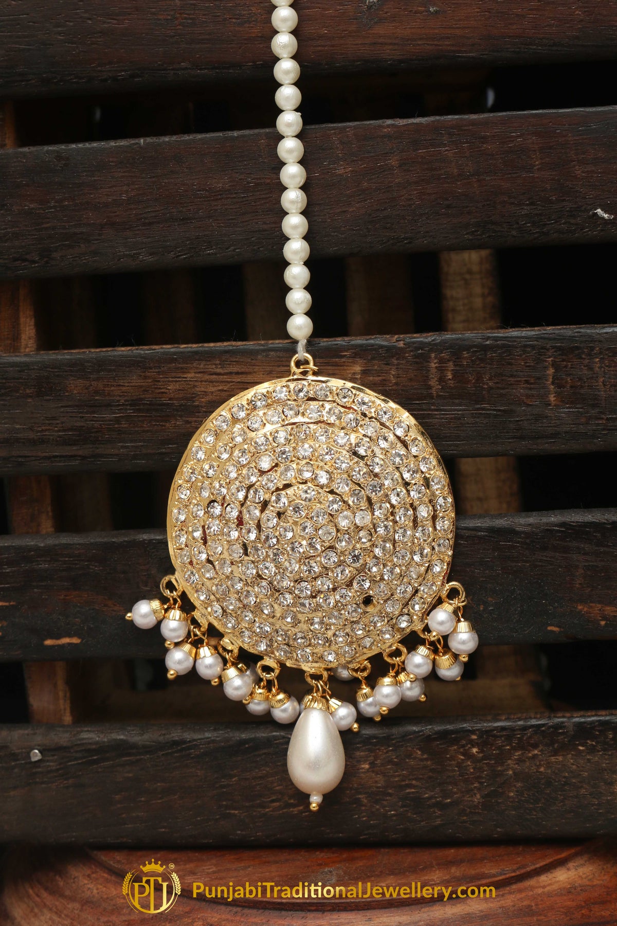 Golden Jadau Tikka By Punjabi Traditional Jewellery