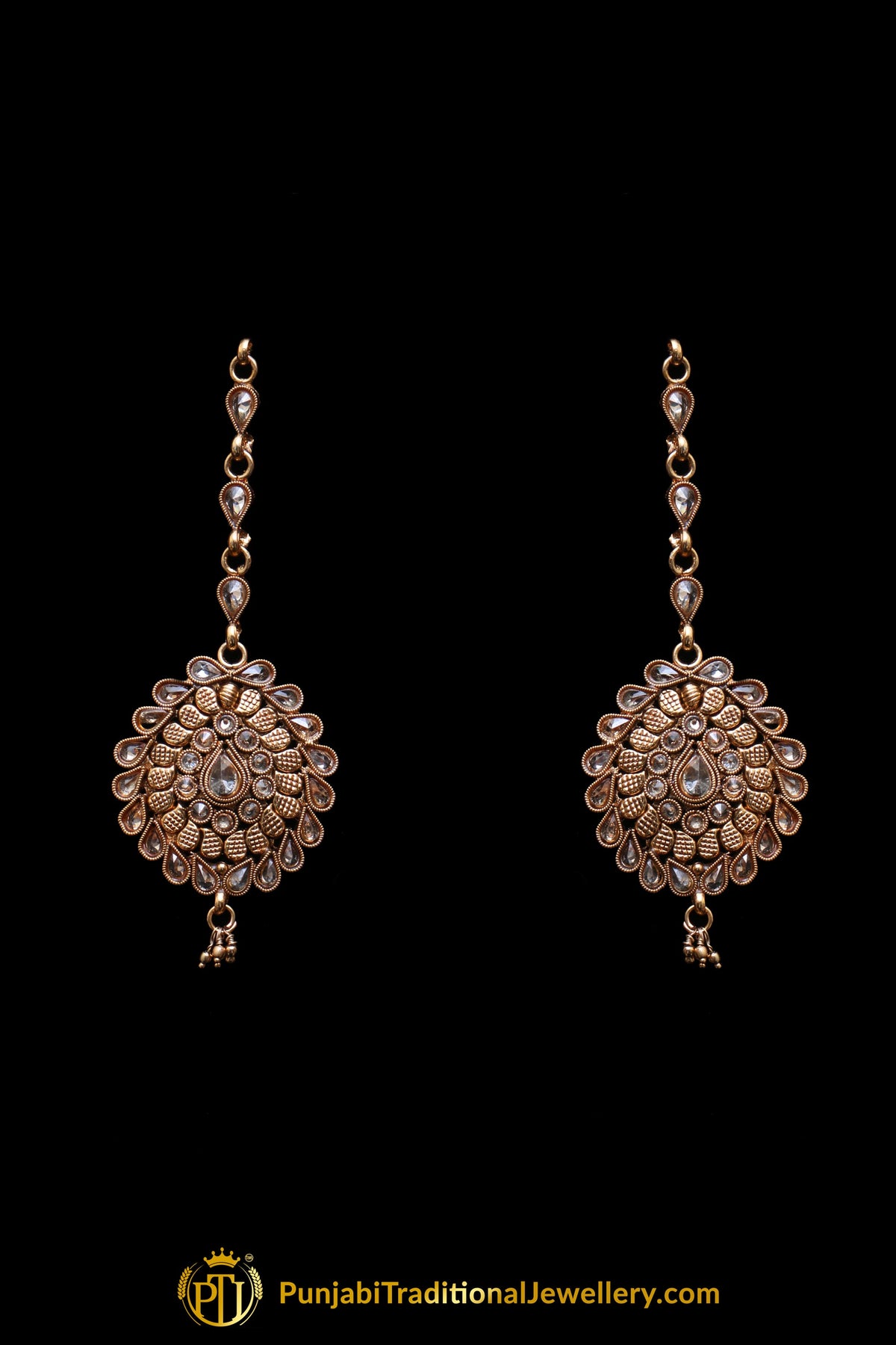 Antique Gold Polki Choker Necklace Set By Punjabi Traditional Jewellery