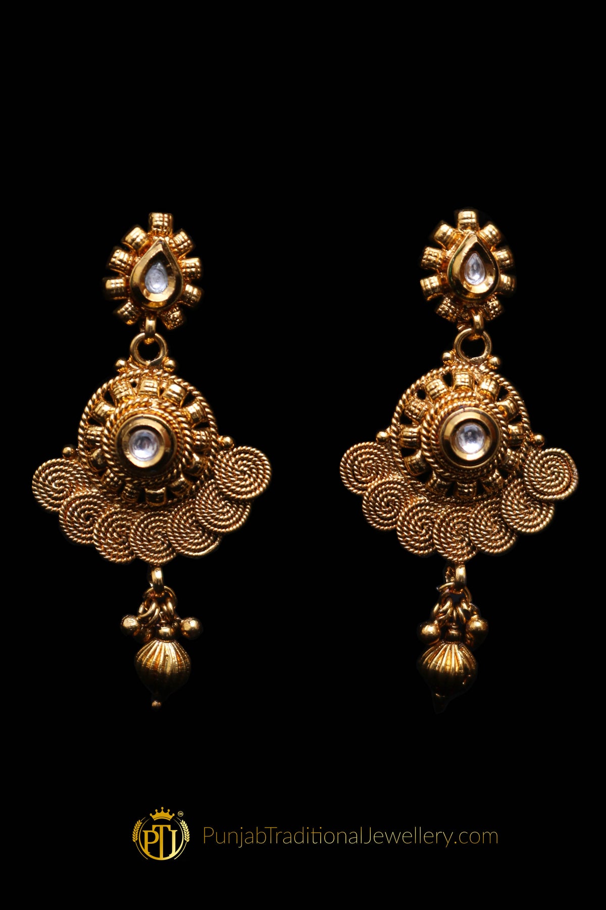 Antique Gold Necklace Set By Punjabi Traditional Jewellery