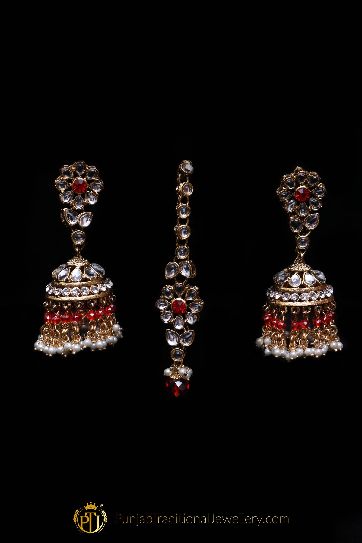Rubby Kundan Choker Necklace Set By Punjabi Traditional Jewellery