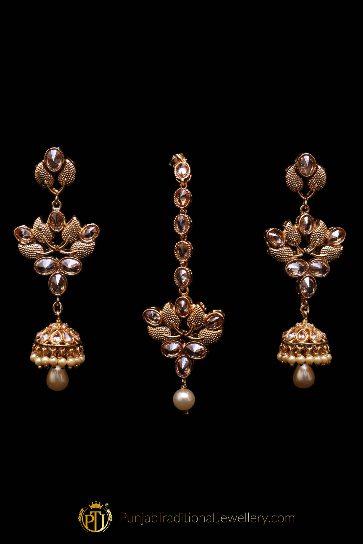 Choker Antique Gold Necklace Set By Punjabi Traditional Jewellery