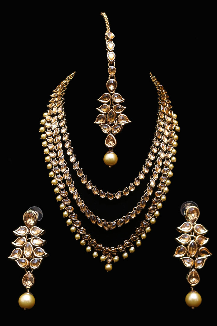 Qahr Kundan long set Necklace Set By Punjabi Traditional Jewellery